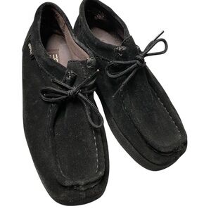 Vtg 90's Y2K Esprit Suede Loafer Black Platform Square Toe Sz 6.5 Retro Grunge
